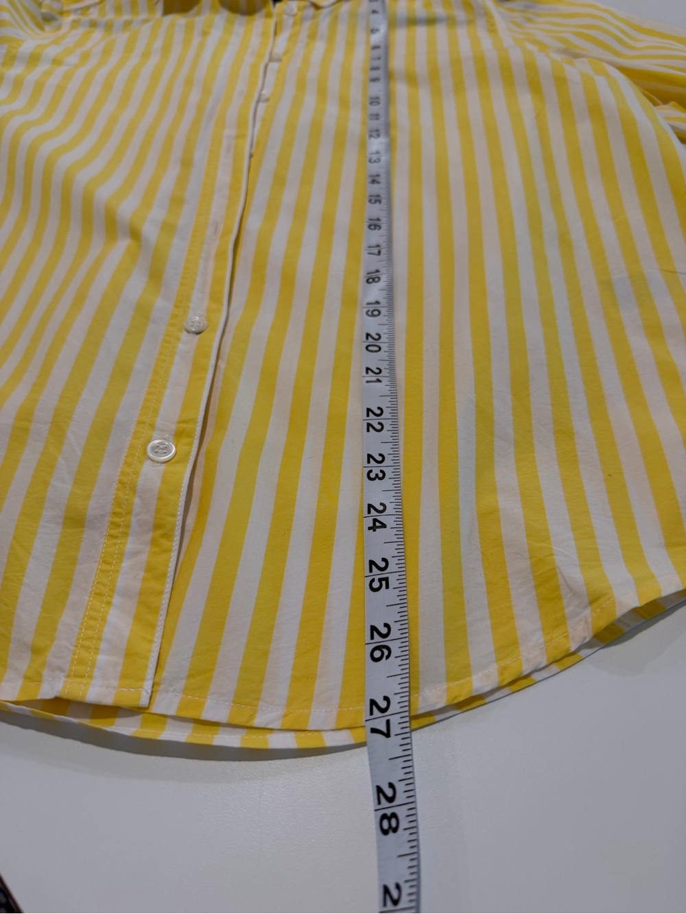 Banana Republic Yellow and White Striped Shirt woman’s size large cotton - Picture 6 of 7